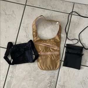 Gold, Black, and Navy Crossbody Bags Travel Set